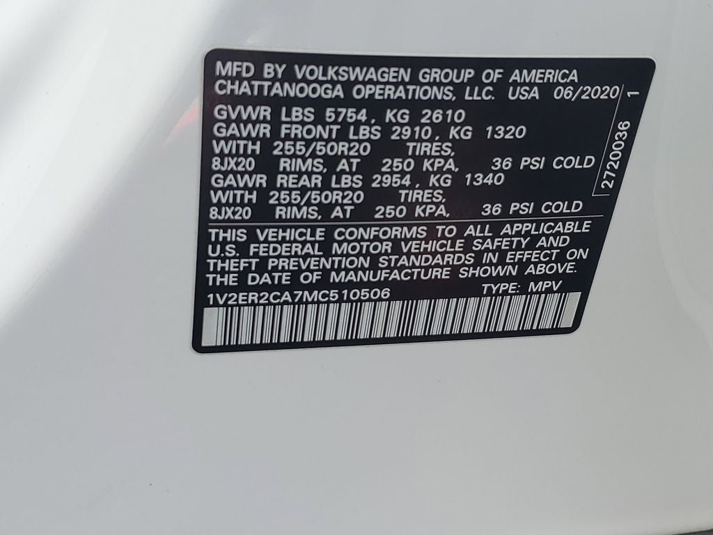 2021 Volkswagen Atlas 3.6L V6 SEL