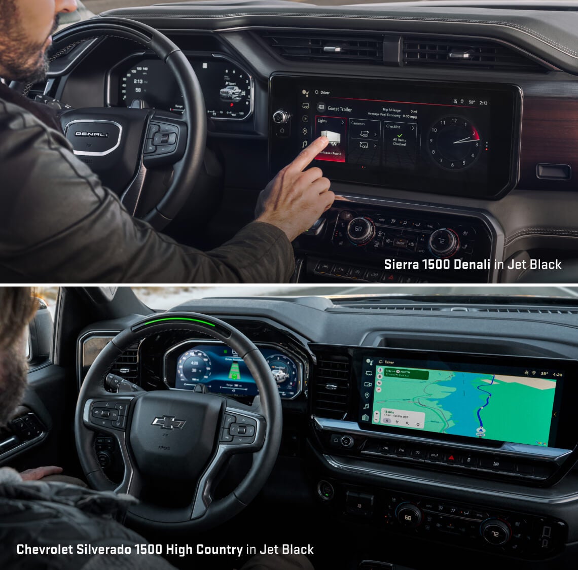 2026 GMC Sierra 1500 Denali vs. 2026 Chevy Silverado 1500 High Country Interiors & Technology