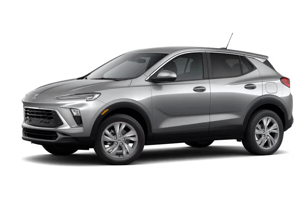 Silver Buick Encore GX SUV shown from a front three-quarter view.