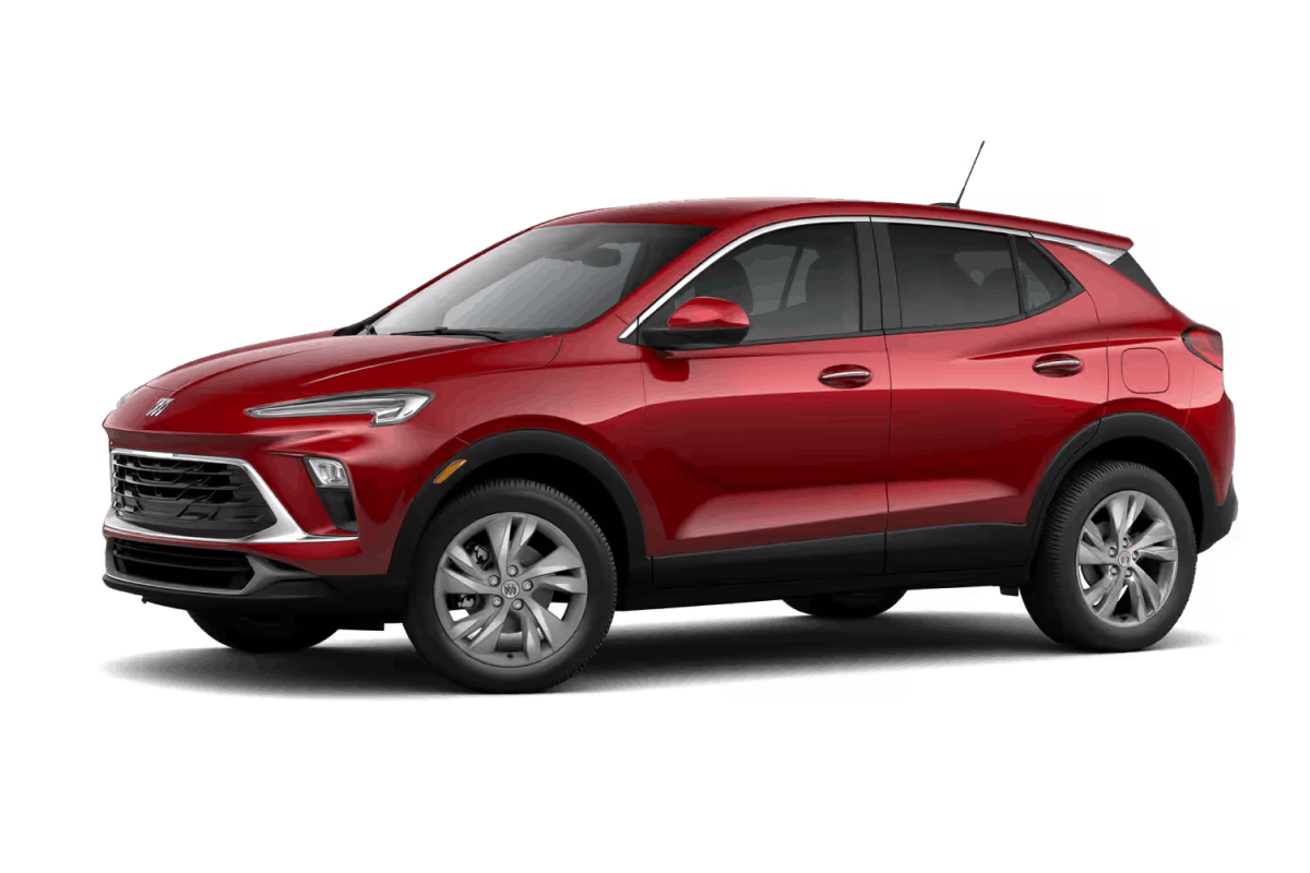 Red Buick Encore GX SUV, front three-quarter view.