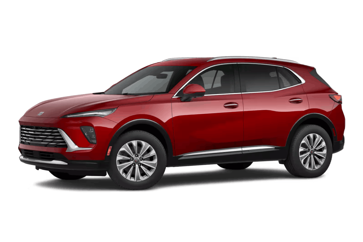 Red Buick Envision SUV, front three-quarter view.
